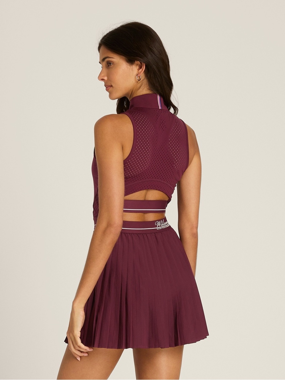 Wilson Winning Tennis Dress Port Royale Burgundy size Small Pleated Unlined - Picture 9 of 14